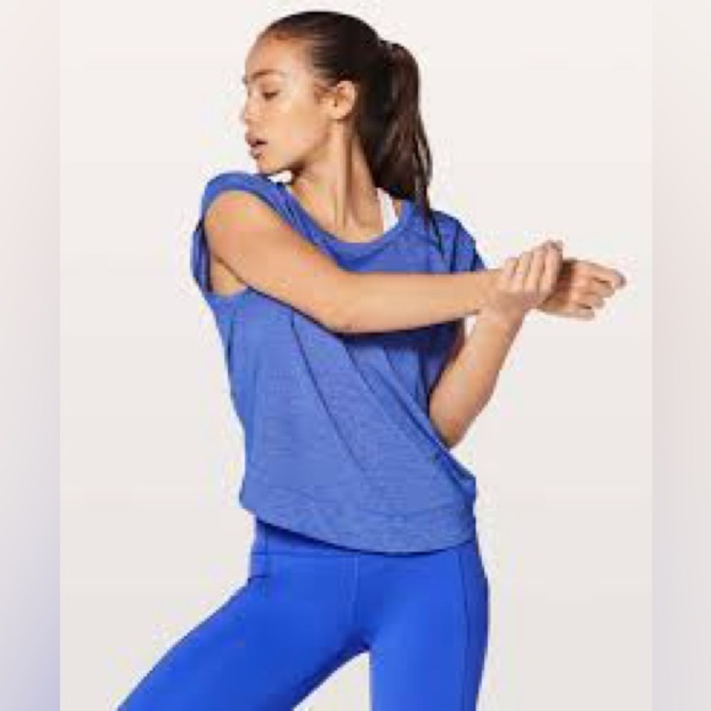 lululemon athletica Blue Gait Keeper Cap Sleeve Workout Top